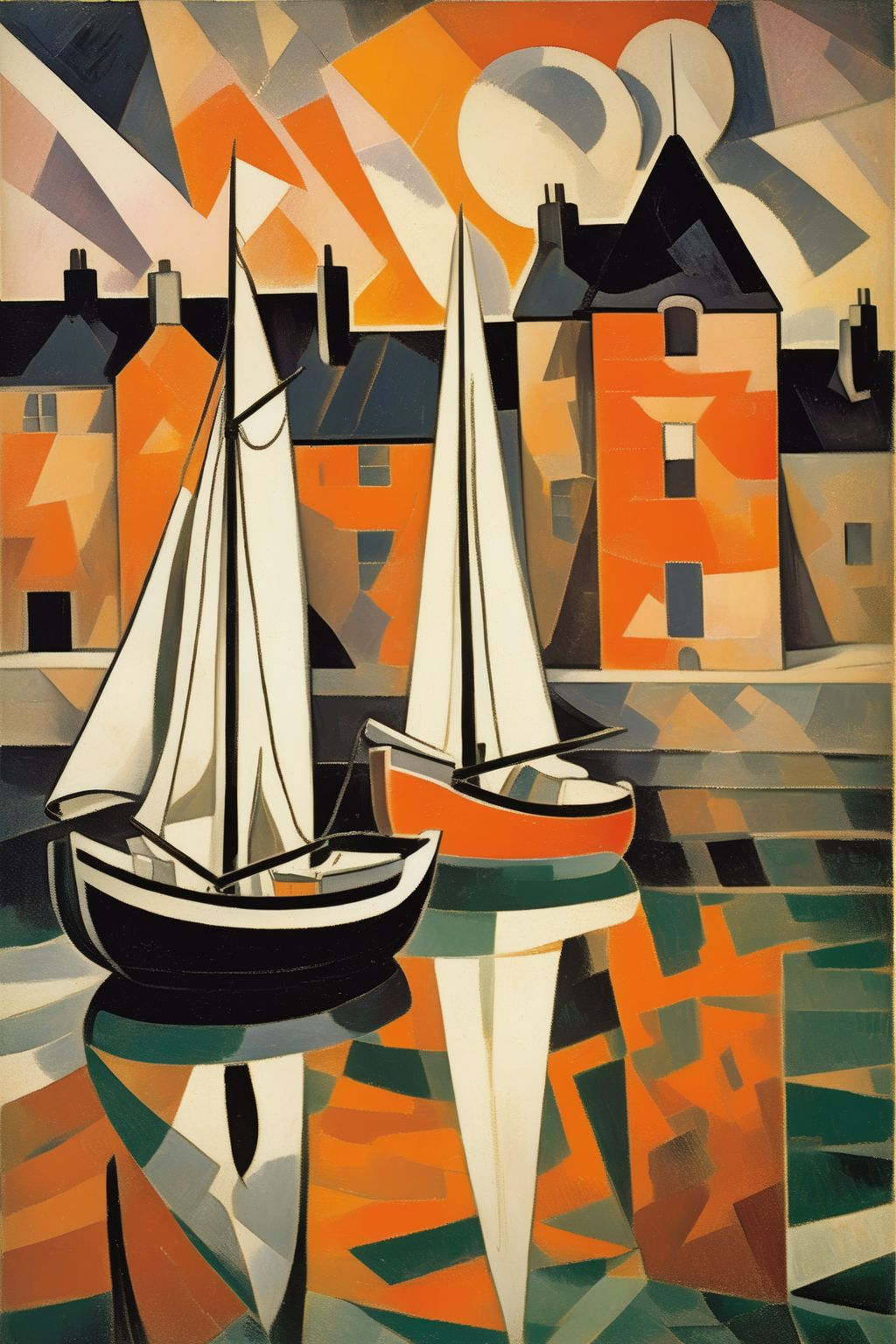 00569-3713106943-_lora_Lyonel Feininger Style_1_Lyonel Feininger Style - 102630. A painting by Georges Braque. A painting of Banff Harbour at sun.png